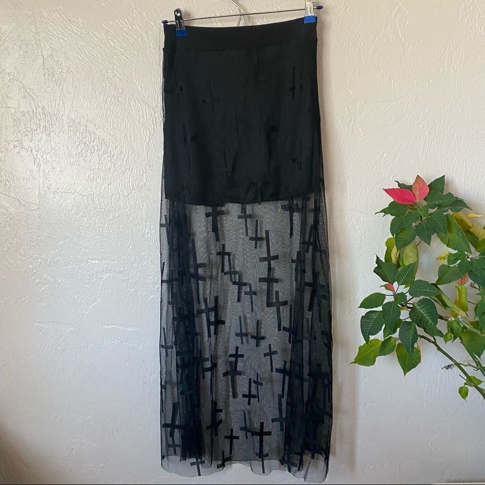 My Story Black Mini Skirt with Cross Overlay